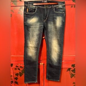 Armani Jeans Slim Straight in Navy and Light Beige